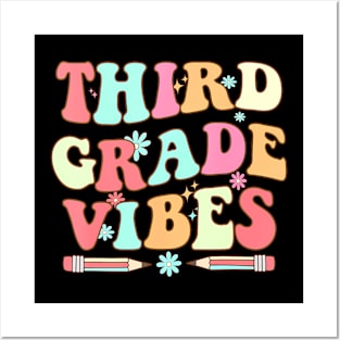 Back To School Third Grade Vibes Teacher Women Kids Posters and Art